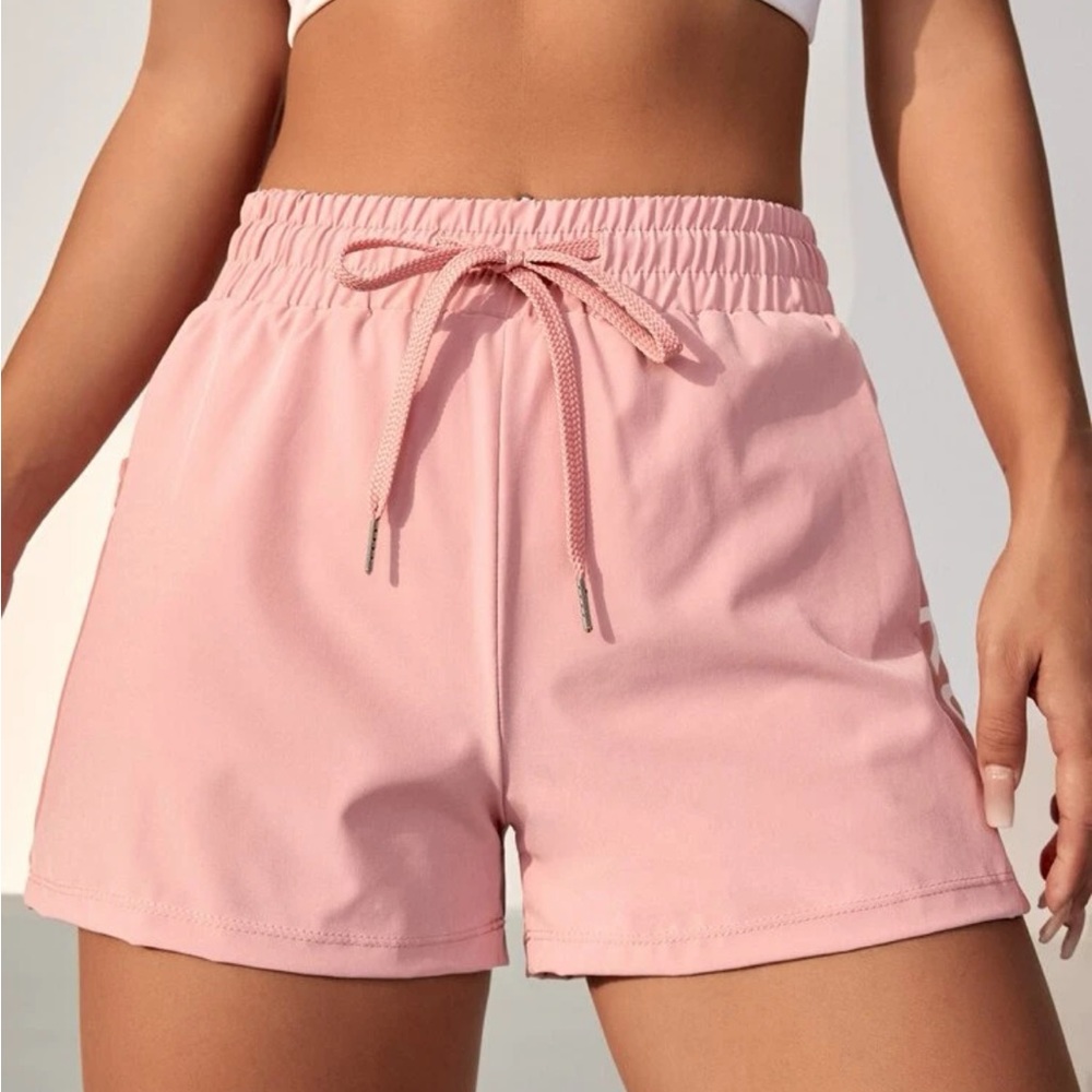 Drawstring Waist Sports Shorts with Phone Pocket